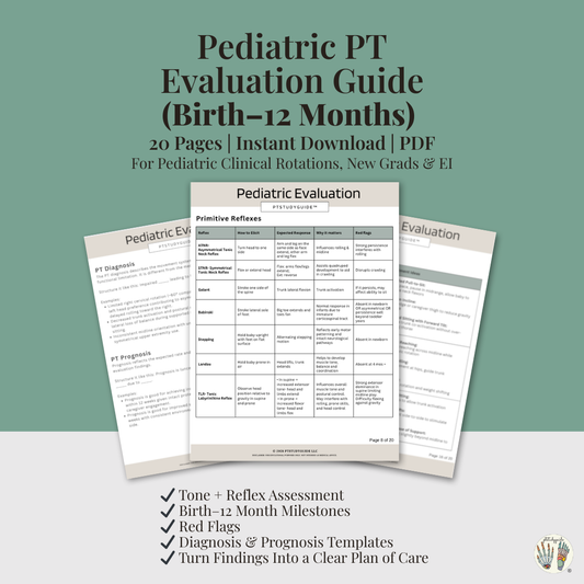 Birth to 12 Months Pediatric Physical Therapy Evaluation Guide | Infant Milestones, Primitive Reflex Chart & Red Flags