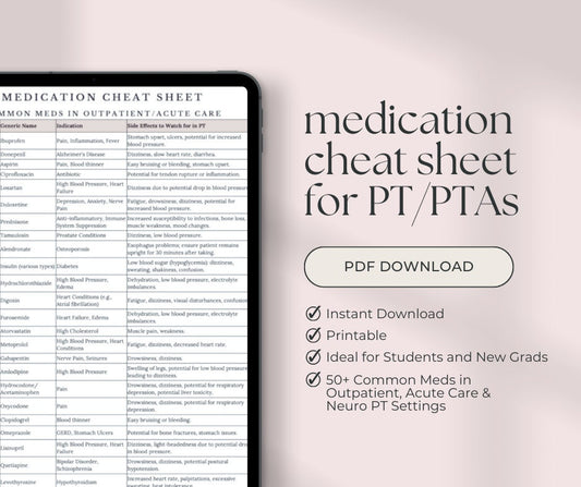 PT/PTA Medication Guide for Outpatient, Acute Care, & Neuro Rehab - (PDF Download)