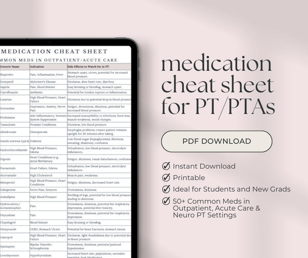 PT/PTA Medication Guide for Outpatient, Acute Care, & Neuro Rehab ...