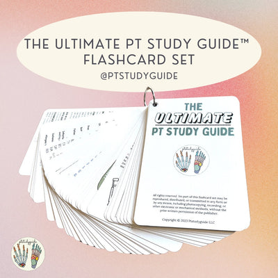 The Ultimate PT Study Guide hard copy flashcards on a keyring
